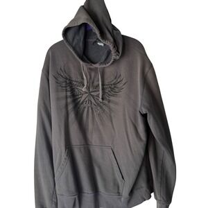 Hybrid Y2k Vintage Mens Graphic Hoodie Star Wings Grunge Pullover Hooded Sweater